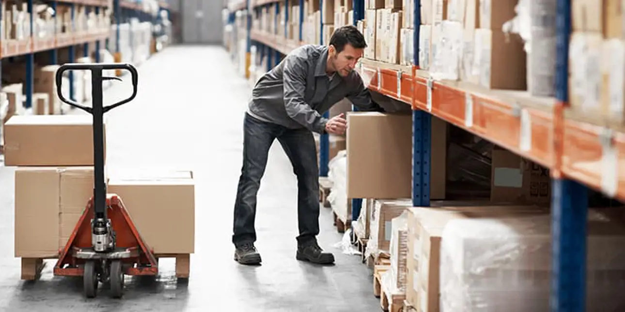 Containerboard boxes in a warehouse