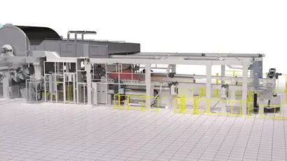 A close up of the dry end section of the TAD machine.