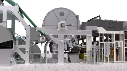 A close up of the yankee section on the TAD machine.