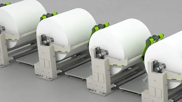 A close up of the Valmet focus Rewinder.
