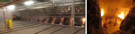 The outside and inside of the boiler during the Valmet Smelt Extraction process. 