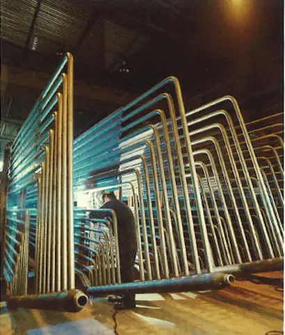 CYMIC Boiler elements at Tampella factory, 1987. 