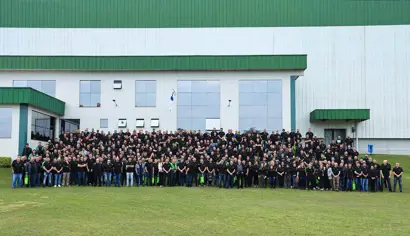 Valmet acquiring Demuth on day 1, team gathered outside for a group picture